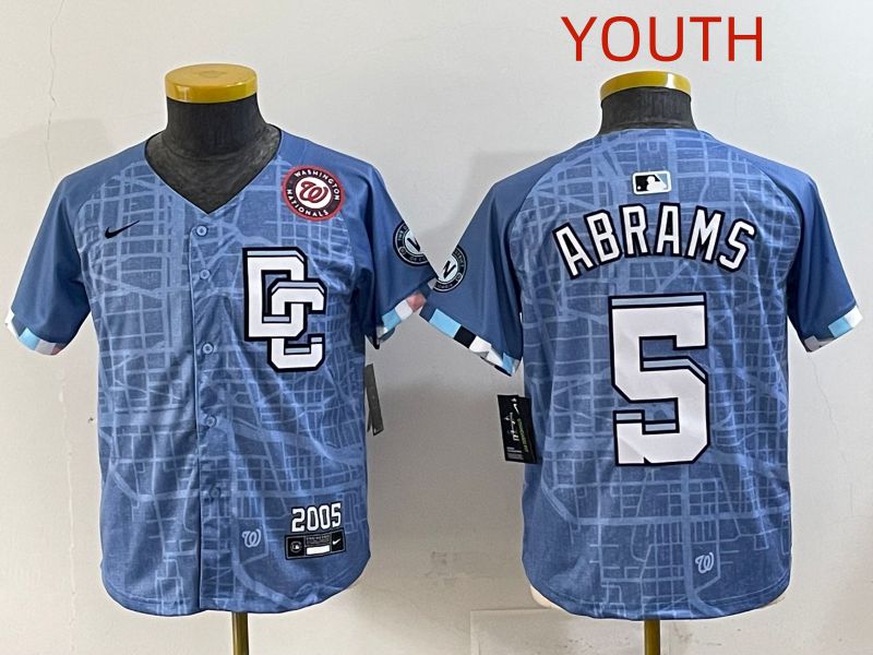 Youth 2025 Washington Nationals #5 Abrams Blue Joint Name Nike MLB Jersey style 8->youth mlb jersey->Youth Jersey